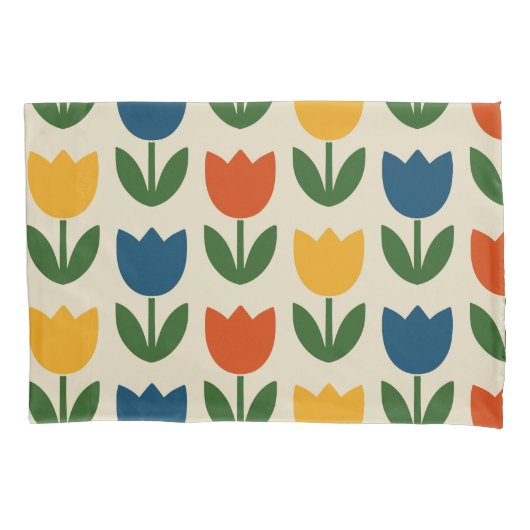Kleurrijk Tulp Patroon Kussensloop (Voorkant)