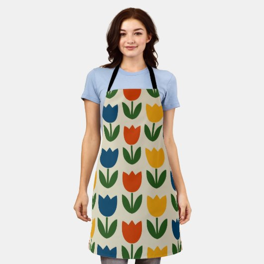 Kleurrijk Tulp Patroon Schort (Gedragen)