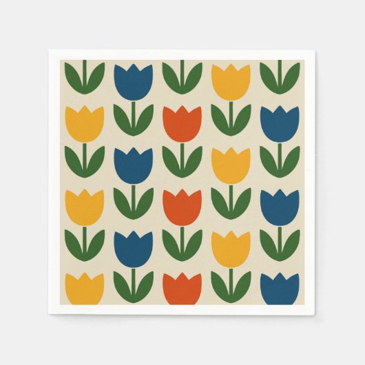 Kleurrijk Tulp Patroon Servet (Voorkant)