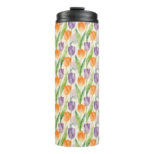 Kleurrijk Tulp Patroon Thermosbeker (Voorkant)