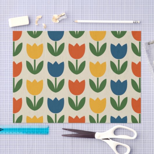 Kleurrijk Tulp Patroon Tissuepapier (Craft)