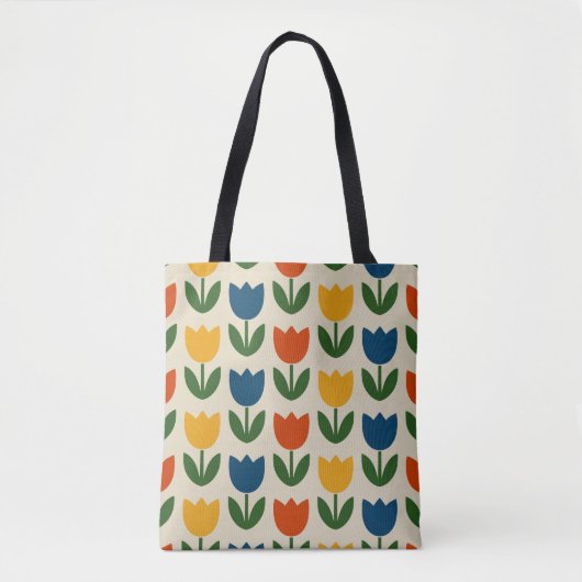 Kleurrijk Tulp Patroon Tote Bag (Voorkant)