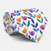Kleurrijk Tulpen Bloemmotief Stropdas (Opgerold)
