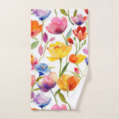 Kleurrijk tulpenveldpatroon bad handdoek (Handdoek)