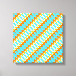 Kleurrijk Turquoise Blauw Oranje Geel Patroon Canvas Afdruk