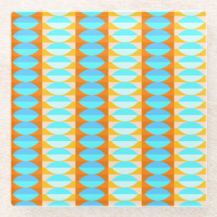Kleurrijk Turquoise Blauw Oranje Geel Patroon Glazen Onderzetter