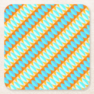 Kleurrijk Turquoise Blauw Oranje Geel Patroon Kartonnen Onderzetters