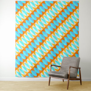 Kleurrijk Turquoise Blauw Oranje Geel Patroon Wandkleed