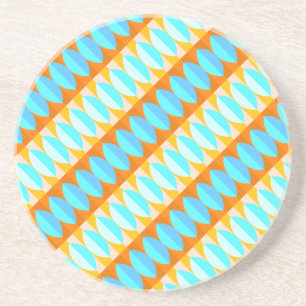 Kleurrijk Turquoise Blauw Oranje Geel Patroon Zandsteen Onderzetter