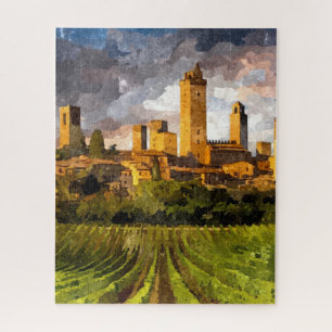 Kleurrijk Tuscany Castle Aquarelle Art schilderen Legpuzzel