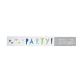 Kleurrijk type blauwe verjaardagsfeest retouradres (Individueel)
