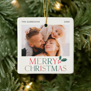 Kleurrijk Type Prettig Kerstmis Foto  Keramisch Ornament