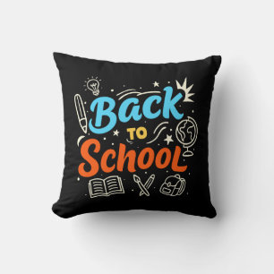 Kleurrijk typografisch ontwerp voor terug naar sch kussen