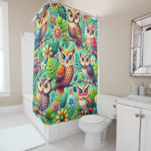 Kleurrijk uil douchegordijn (In situ)