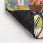 Kleurrijk Uitzicht met Kat op Fiets Muismat (Hoek)