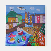 Kleurrijk Uitzicht van Tenby Magneet (Voorkant)