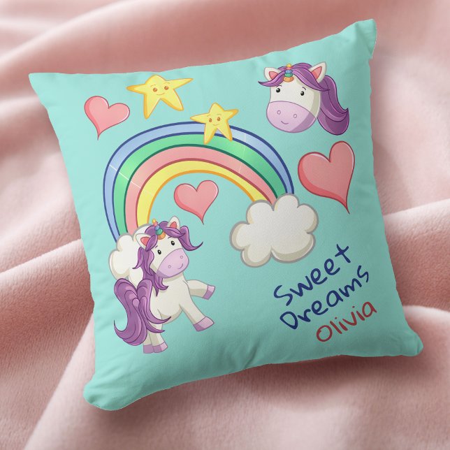 Kleurrijk Unicorn Rainbow-Kind Kussen (Creator heeft geüpload)