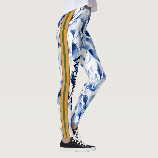 Kleurrijk uniek design l Bloemenblauw l Workout Leggings (Rechts)