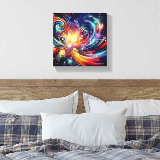 "Kleurrijk Universum" Canvas Afdruk (Insitu (Slaapkamer))