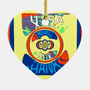 Kleurrijk USA Verandering: Een Feestelijke Ontwerp Keramisch Ornament