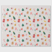 Kleurrijk vakantieinpakpapier: leuk winterontwerp cadeaupapier (Vlak)