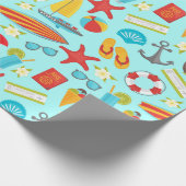 Kleurrijk vakantiepatroon op strand cadeaupapier (Hoek)