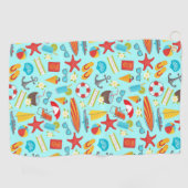 Kleurrijk vakantiepatroon op strand golfhanddoek (Horizontaal)