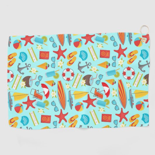 Kleurrijk vakantiepatroon op strand golfhanddoek (Horizontaal)