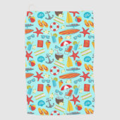 Kleurrijk vakantiepatroon op strand golfhanddoek (Voorkant)