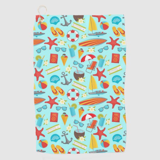 Kleurrijk vakantiepatroon op strand golfhanddoek (Voorkant)