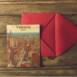Kleurrijk Valencia Spanje Vintage Reis Briefkaart