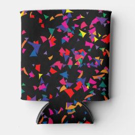 Kleurrijk Vallend Confetti Regenboogpatroon op Zwa Blikjeskoeler