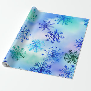 Kleurrijk vallend sneeuwvlokpatroon cadeaupapier