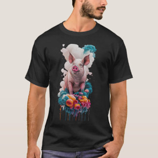 Kleurrijk varkenskunst – Whimsical watercolor die T-shirt