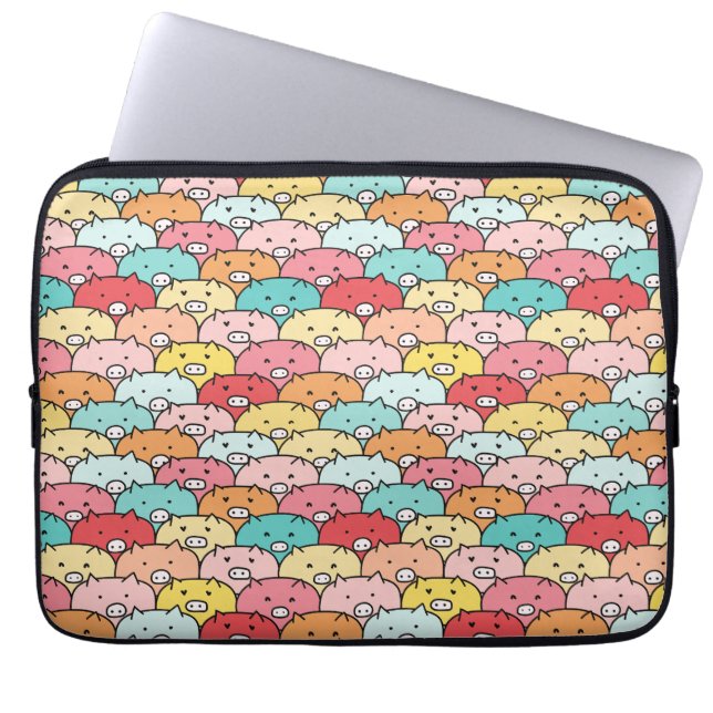 Kleurrijk varkensneushoorntje laptop sleeve (Voorkant)