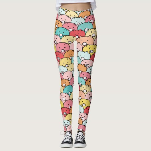Kleurrijk varkensneushoorntje leggings (Voorkant)
