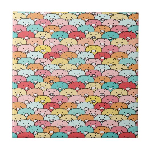 Kleurrijk varkensneushoorntje tegeltje (Voorkant)