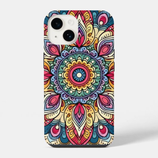 Kleurrijk Vector Abstract Mandala Patroon iPhone Hoesje (Achterkant)
