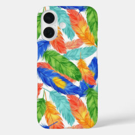 Kleurrijk Veerpatroon — Waterverf Abstract Des iPhone 16 Hoesje