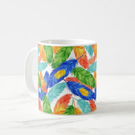 Kleurrijk Veerpatroon — Waterverf Abstract Koffiemok