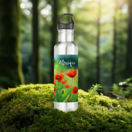 Kleurrijk Veld met Poppies Waterfles