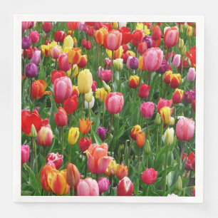 Kleurrijk veld van tulpen bloemen papier servetten