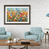 Kleurrijk veld van wilde bloemen ongekaderd poster