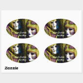 Kleurrijk Venetiaans paar met carnaval maskers Ovale Sticker (Vel)