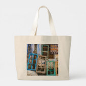 Kleurrijk venster lijsten grote canvas tas (Achterkant)