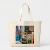 Kleurrijk venster lijsten grote canvas tas (Voorkant)