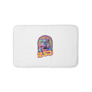 Kleurrijk verblijf Groovy Moo Deng Pygmy Hippo Des Badmat