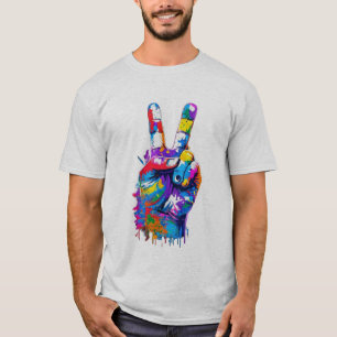 Kleurrijk verf-druppel vredesteken graffiti street t-shirt