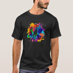 Kleurrijk verfspat meisje gymnaste ritmische gymna t-shirt