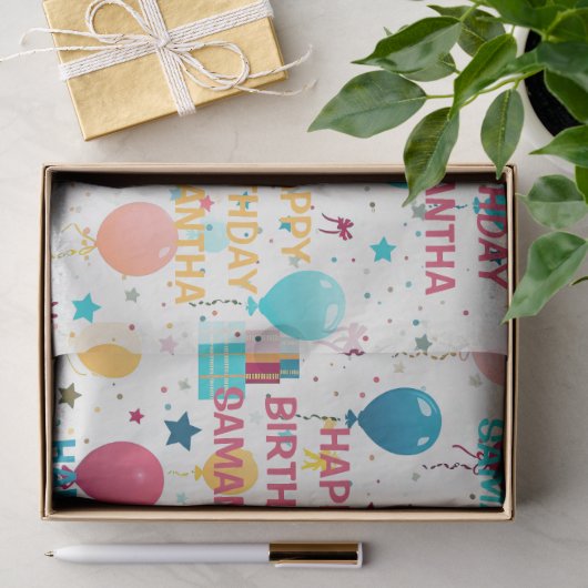 Kleurrijk Verjaardags Patroon Tissuepapier (Geschenk)